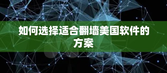 如何选择适合翻墙美国软件的方案 如何选择适合翻墙美国软件的方案