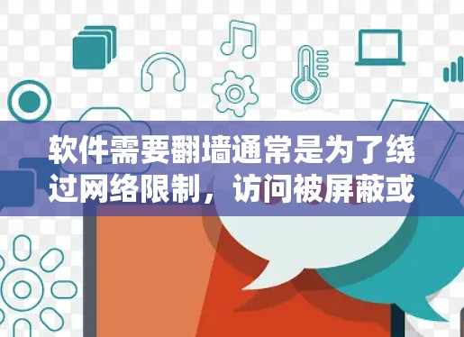 软件需要翻墙通常是为了绕过网络限制,访问被屏蔽或限制的网站或资源。以下是关于翻墙软件的详细解释 软件需要翻墙通常是为了绕过网络限制,访问被屏蔽或限制的网站或资源。以下是关于翻墙软件的详细解释