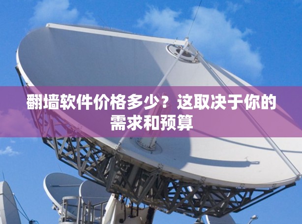 翻墙软件价格多少？这取决于你的需求和预算